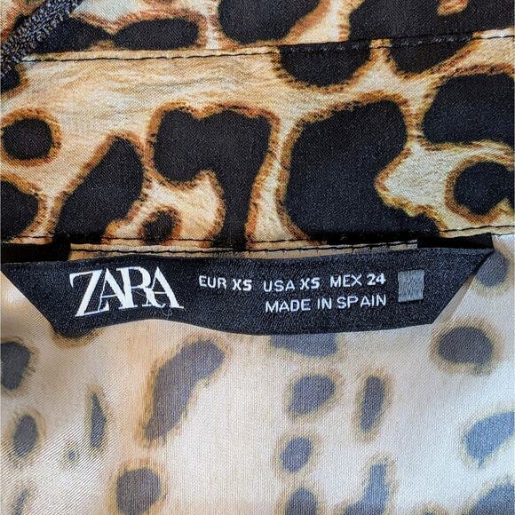 Zara Leopard Print Button Up Shirt - Size XS - Picture 3 of 3